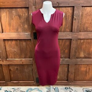 Chic Sleeveless Wine Midi Dress